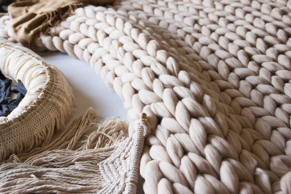 Krásny ručne pletený pléd